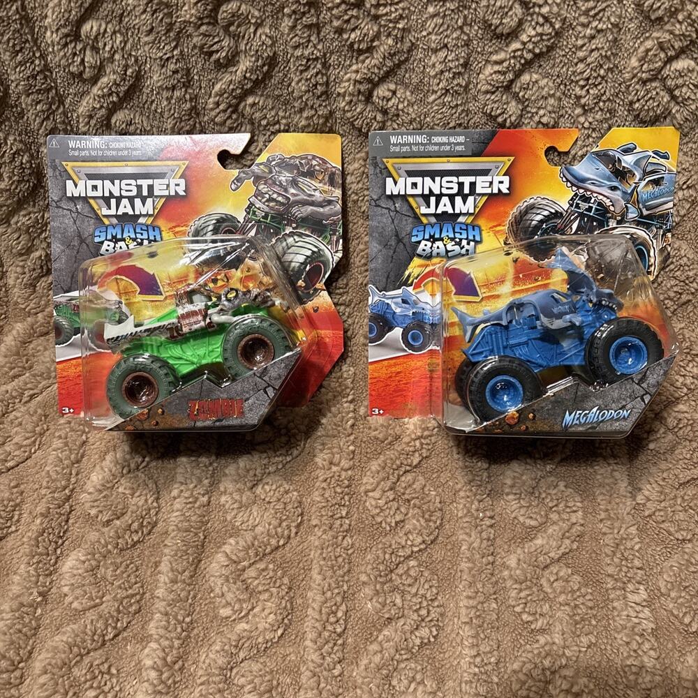 Megalodon Zombie MONSTER JAM Smash & Bash Truck 2025 1/64 Spin Master Series 1 2